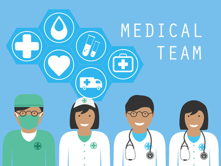 Complete medical team with icons Healthのイラスト素材