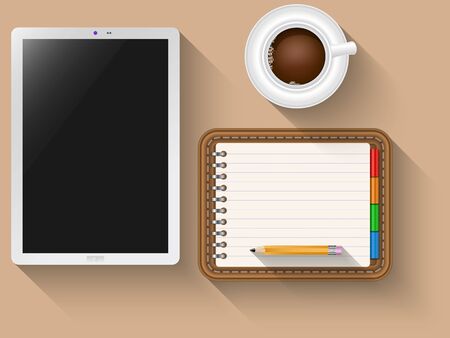 Tablet and notebook as a concept to creativityのイラスト素材