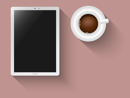 Tablet and coffee as a concept to creativityのイラスト素材