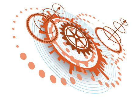 Abstract background with different circular technological elementsのイラスト素材