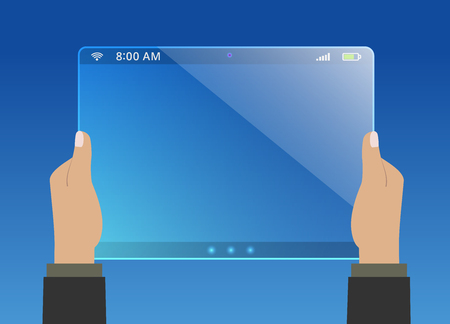 Hands holding modern virtual tabletのイラスト素材