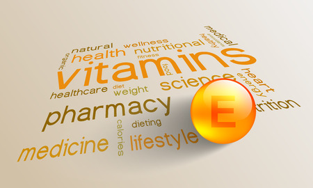 Vitamin E element for a healthy life in the word cloudのイラスト素材