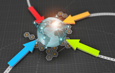 3D Illustration technology abstract background, concept of traffic global network businessの写真素材