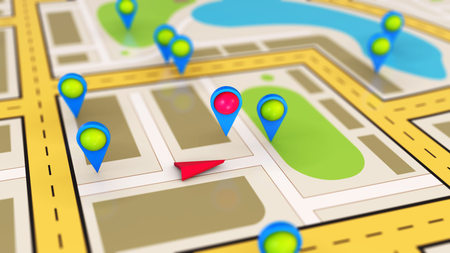 GPS travel and navigation map of cityの写真素材