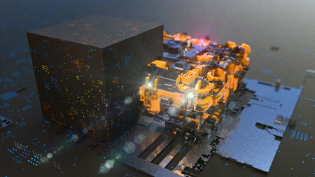 Visualization concept of modern construction of factory in futureの写真素材