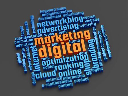 Digital online marketing word cloud background.の写真素材