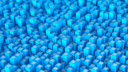 Futuristic blue 3D cubes abstract backgroundの写真素材