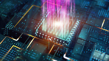 Big data transfer as futuristic visualization computer tech background