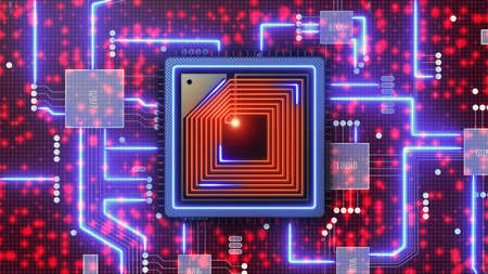 Process of computer CPU data screen sharing and futuristic developer innovation
