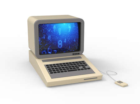 Retro PC computer desktop device concept 3D