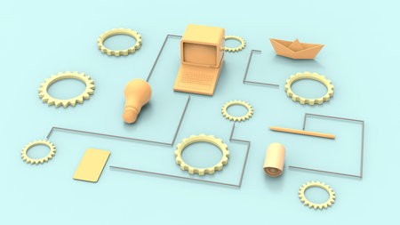 Innovation creativity and design of new technologies background 3Dの写真素材