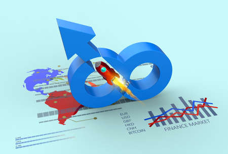 An economy growing as a financial concept starting a rocket to financial prosperity