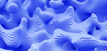 Abstract rounded 3D layered shapes, modern design trend, soothing relaxing background, pastel blue, templateの写真素材