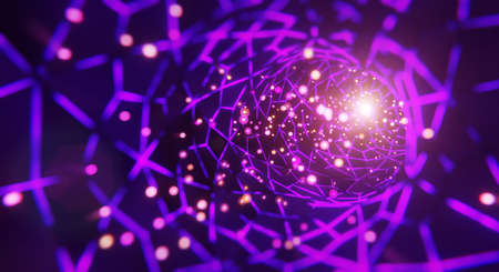 Metaverse tunnel with a flow of infinite data and information as a futuristic light connection 3D visualization.の写真素材
