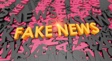 Highlighted Fake News typography for social and news media or marketing 3D concept. Can be used as illustrative for websites or other resources.の写真素材