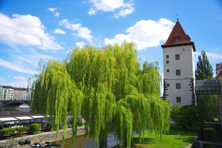 Tower with a tower in the background in Pragueのeditorial素材