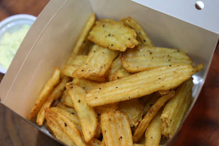 potato chips in a delivery package.の写真素材