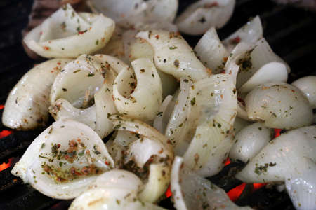 onions on the grill with Chimichurri. brazilian food.の写真素材