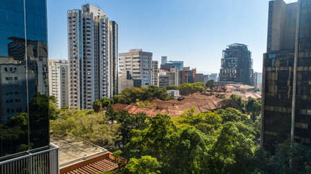 Aerial view of Av. Paulista in SÃ£o Paulo, SP. Main avenue of the capital.の写真素材