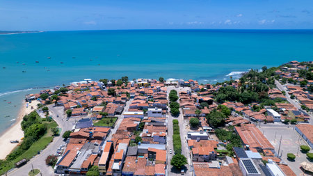 Aerial view of the beach in Bahia Formosa, Rio Grande do Norte, Brazil.