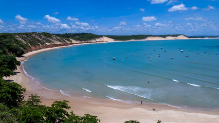Aerial view of the beach in Bahia Formosa, Rio Grande do Norte, Brazil.の写真素材
