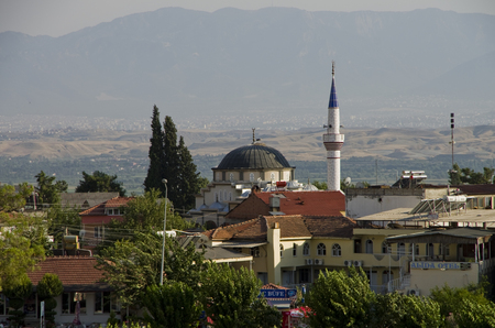 PAMUKKALE, TURKEY - JULY 8, 2013: Pamukkale (cotton castle) tourist place near Denizli and Izmir.のeditorial素材