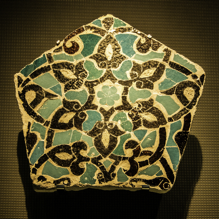 Doha, QATAR - DECEMBER 25, 2016: Handmade tile at Museum of Islamic Arts (MIA) In Doha, the capital of Qatar in the Gulf Area.のeditorial素材