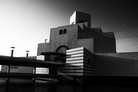 Museum of Islamic Arts (MIA) with his modern architecture in the city center of Doha, the capital of Qatar in the Gulf Area.のeditorial素材