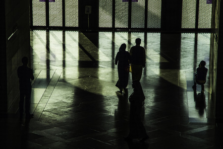 Doha, QATAR - DECEMBER 25, 2016: Silhouettes at the Museum of Islamic Arts (MIA) In Doha, the capital of Qatar in the Gulf Area.のeditorial素材