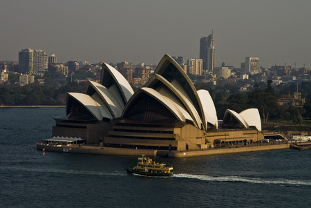 SYDNEY - OCTOBER 25, 2012: General view of the Iconic Sydney Opera House from the Sydney Harbor Bridge.のeditorial素材
