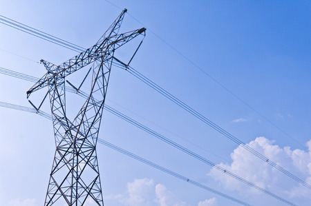 High voltage transmission towers.の写真素材