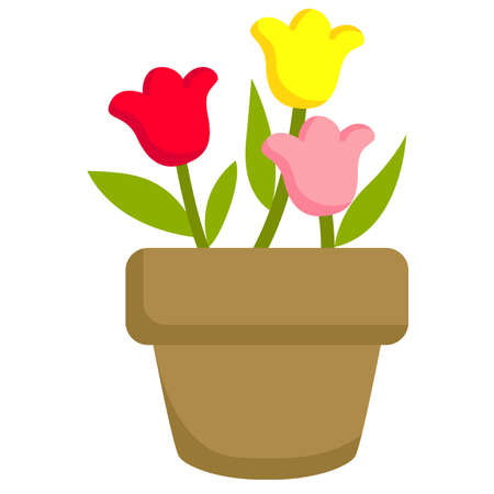 A multicolor Flower Pot for Spring Decorationsのイラスト素材