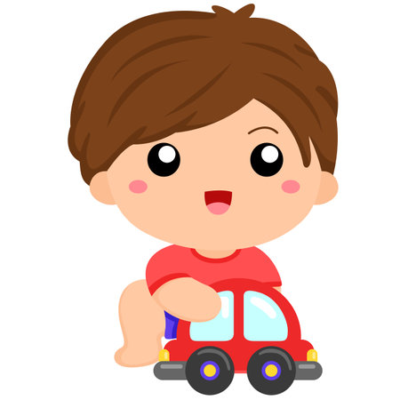 Babies and their Toys Clipart Setのイラスト素材