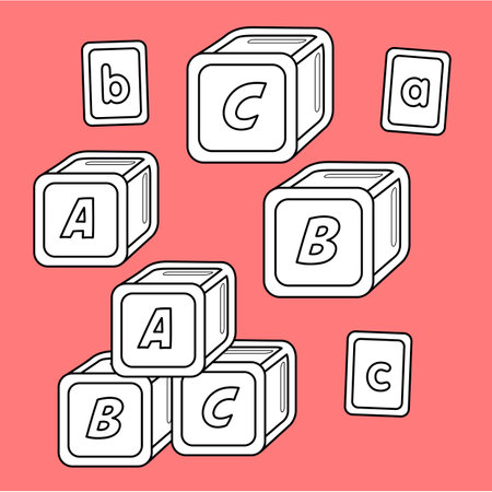 Alphabet Blocks Baby Toys Digital Stampのイラスト素材
