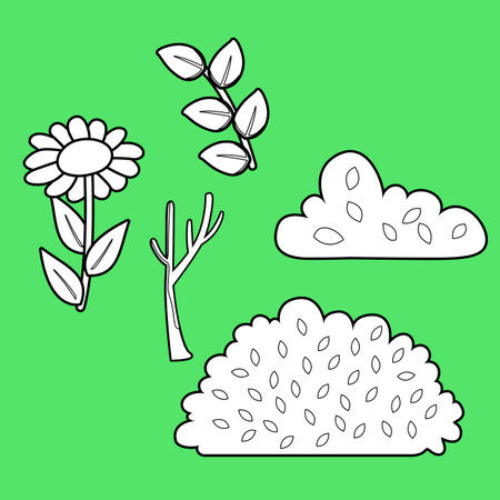 Garden Flowers Nature Digital Stampのイラスト素材