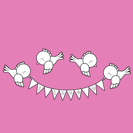 Flying Love Birds Decoration Party Digital Stampのイラスト素材