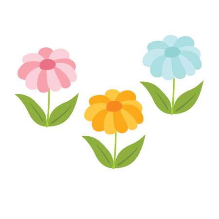 Colorful Beautiful Garden Flowers Illustration Vector Clipartのイラスト素材