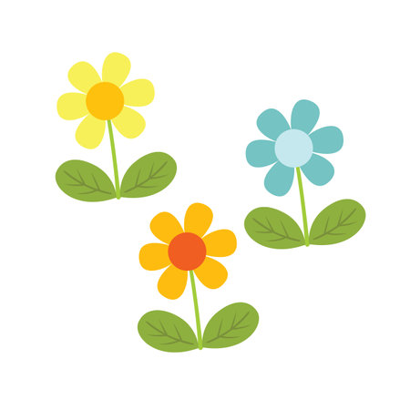 Colorful Garden Flowers Illustration vector Clipartのイラスト素材