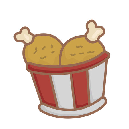 Fried Chicken Bucket Junk Food Cartoon Illustration Vector Clipart Stickerのイラスト素材
