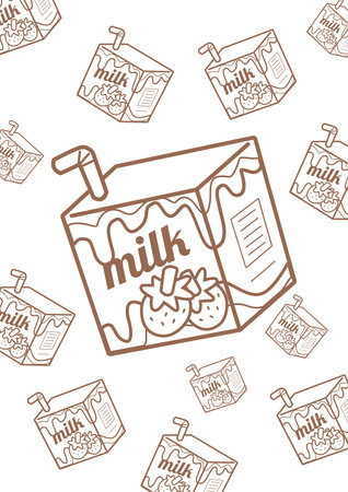 Milk Box Cartoon Coloring Pages For Kids and Adultのイラスト素材