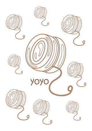 Alphabet Y For Yoyo Vocabulary Lesson School Cartoon Coloring Pages for Kids and Adult Activityのイラスト素材