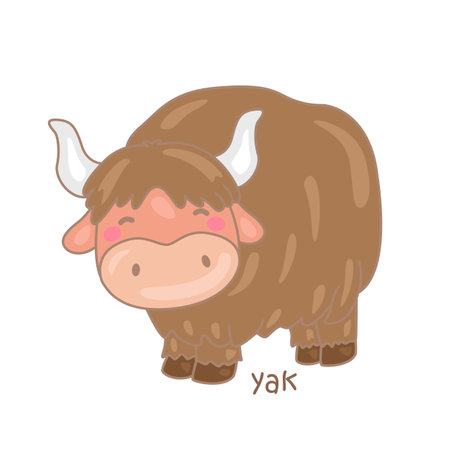 Alphabet Y For Yak Vocabulary School Lesson Cartoon Illustration Vector Clipart Stickerのイラスト素材