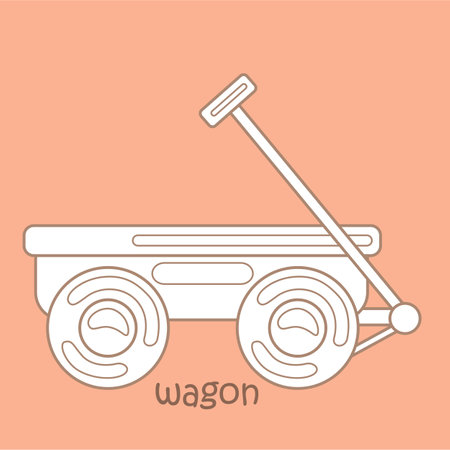 Alphabet W For Wagon  Vocabulary School Lesson Cartoon Digital Stamp Outlineのイラスト素材