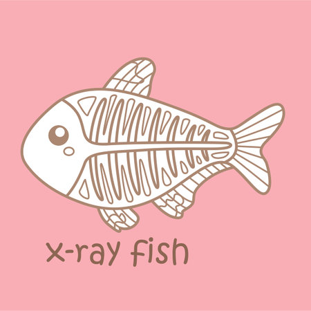 Alphabet X For Xray Fish Vocabulary School Lesson Cartoon Digital Stamp Outlineのイラスト素材