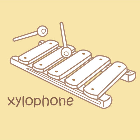 Alphabet X For Xylophone Vocabulary School Lesson Cartoon Digital Stamp Outlineのイラスト素材