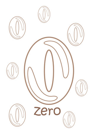 Alphabet Z For Zero Vocabulary School Lesson Cartoon Coloring Activity for Kids and Adultのイラスト素材