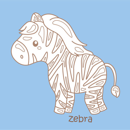 Alphabet Z For Zebra Vocabulary School Lesson Cartoon Digital Stamp Outlineのイラスト素材