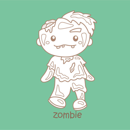 Alphabet Z For Zombie Vocabulary School Lesson Cartoon Digital Stamp Outlineのイラスト素材