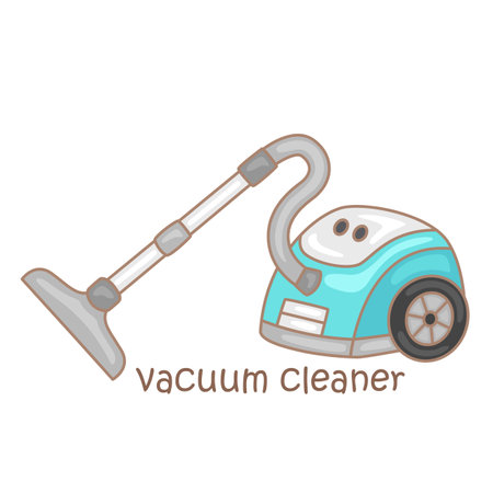 Alphabet V For Vacuum Cleaner Vocabulary School Lesson Cartoon Illlustration Vector Clipart Stickerのイラスト素材