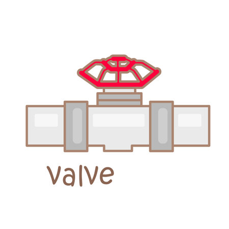 Alphabet V For Valve Vocabulary School Lesson Cartoon Illlustration Vector Clipart Stickerのイラスト素材